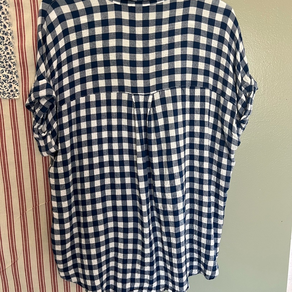 Jane and Delancey Navy and White Gingham Button-Down Shirt - Picture 4 of 4